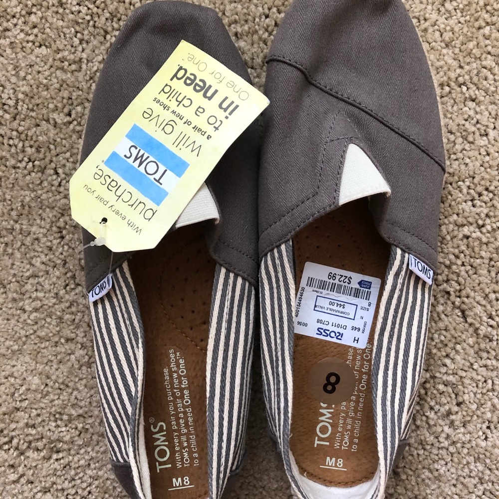 Toms Gray and white stripe shoes